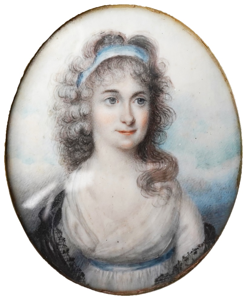 Manner of Richard Cosway, 1742-1821, A portrait miniature of a young lady